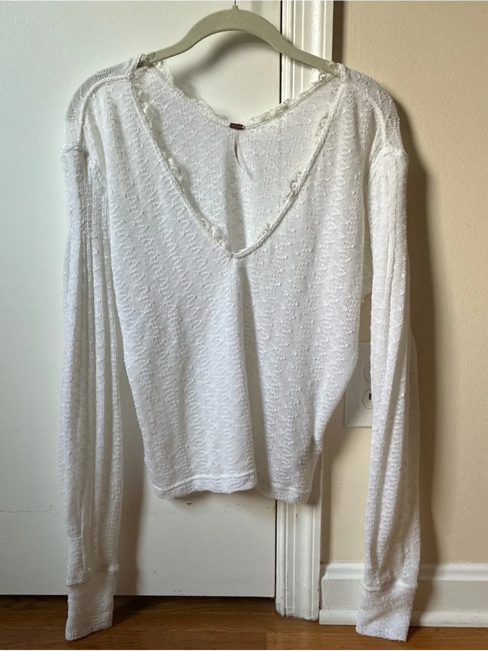 Free People Dream Girl white pointelle top size S